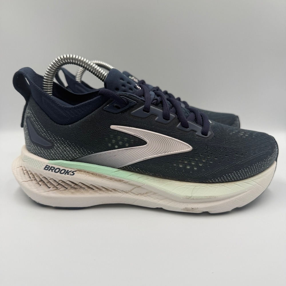 Brooks Glycerin GTS 21 Womens Size 6 Wide Running Shoes Knit Support Navy Blue
